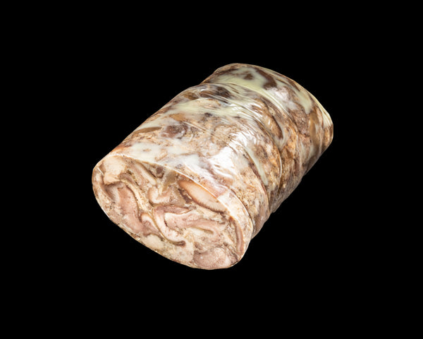 Fiambre de cabeza de cerdo de caserío, pieza cocida para lonchear