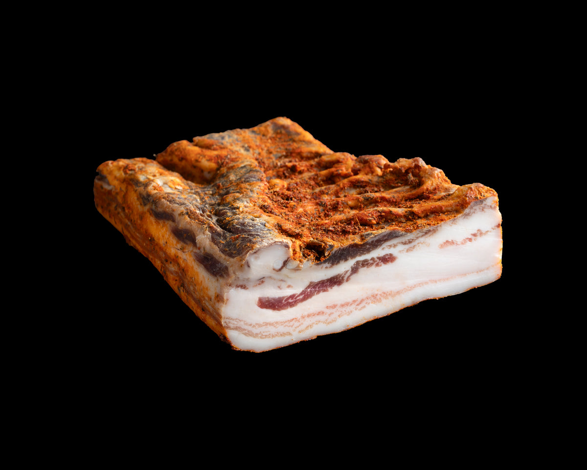 Panceta curada adobada de cerdo de caserío