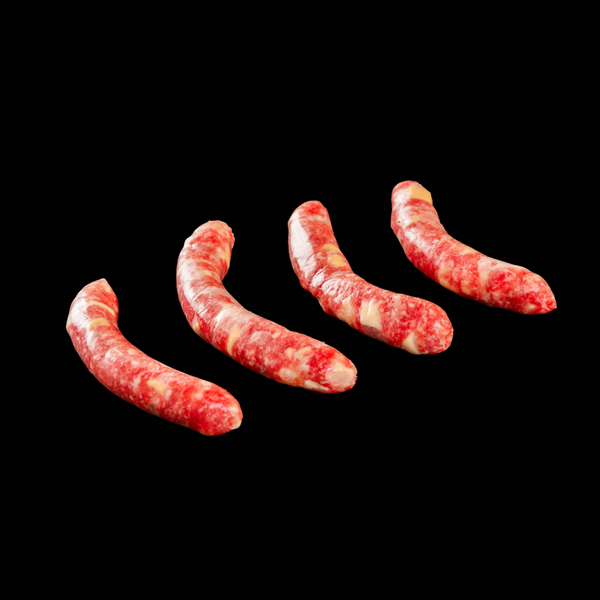 Salchichas frescas de ternera de caserío, sarta de carnicería